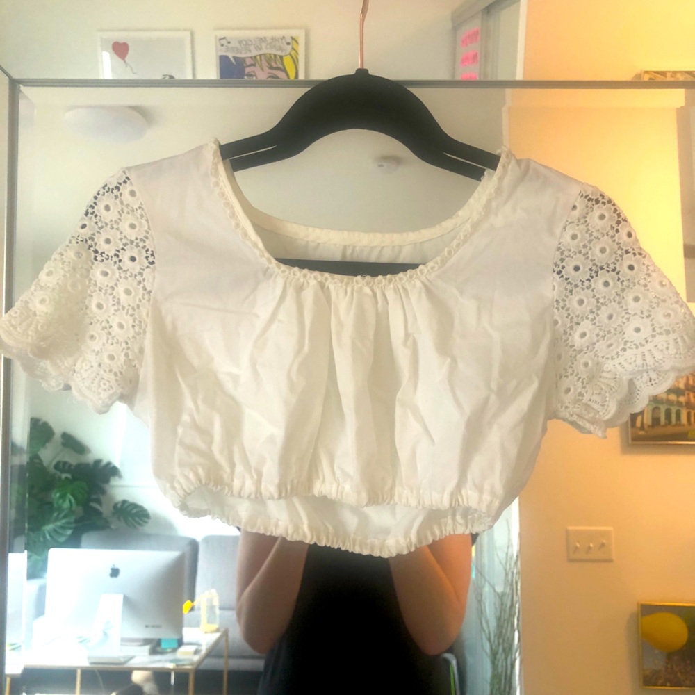 White Crochet Cotton Crop Top